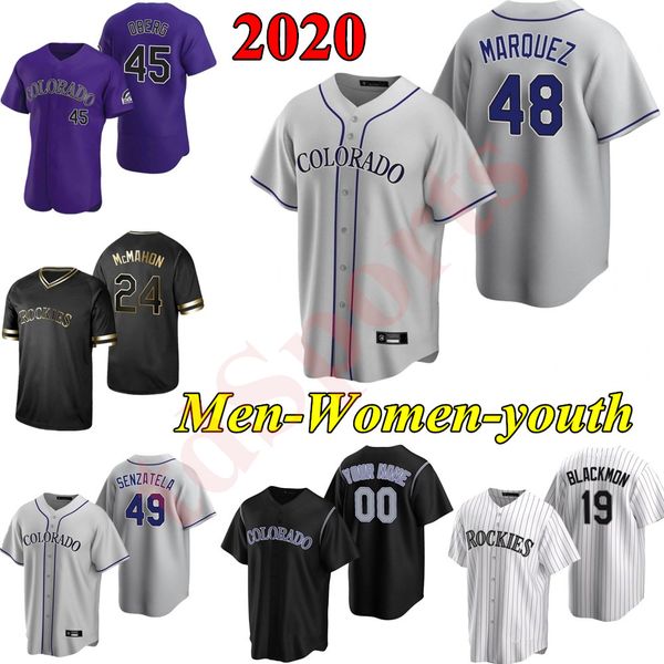 

men women kids nolan arenado 2020 trevor story charlie blackmon david dahl daniel murphy ian desmond ryan mcmahon murphy baseball jerseys, Blue;black