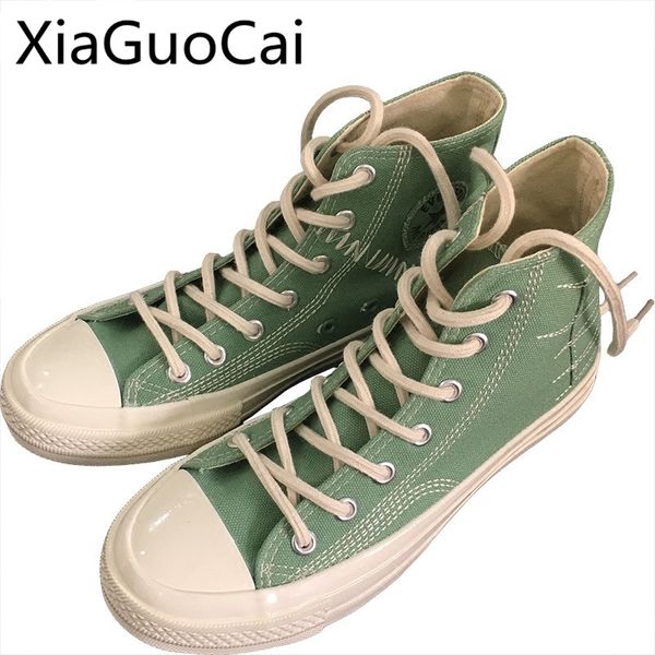 

peppermint green vintage men casual shoes lace up high female autumn sneakers solid canvas shoes, Black