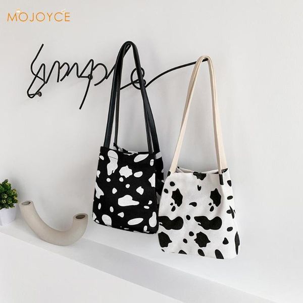 

women daily totes shoulder shopping bag canvas women casual cow print handbag fashion exquisite shopping bag