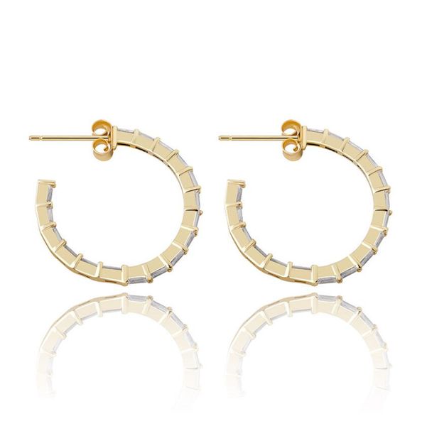 

earrings for women hoop huggie girls hypoallergenic ear piercing minimalist cuff mini bar dainty stud perfect for gifting rose gold plated, Silver