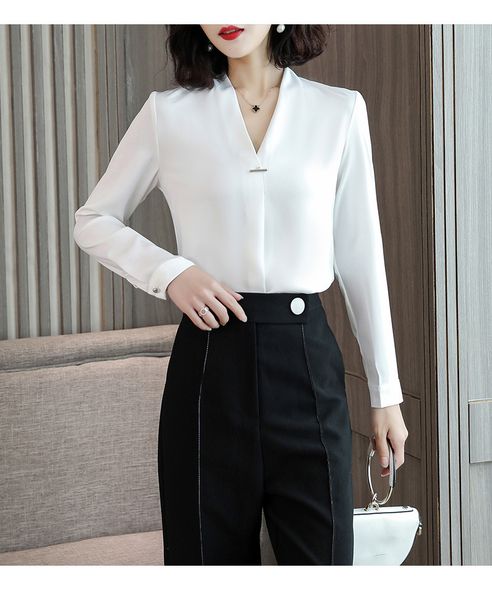 

professional women's shirt spring and autumn new white shirt women's fashion small temperament long-sleeved bottoming 2020