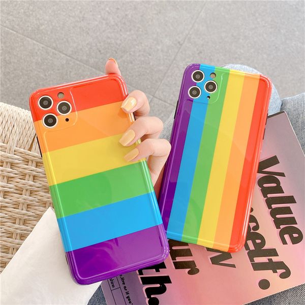 

imd colorful stripe rainbow cellphone case cover for iphone 11 pro max 6 6s 7 8 plus x xr xs max