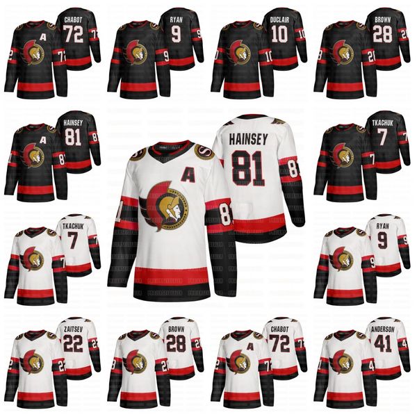 

youth ron hainsey ottawa senators 202-21 jersey brady tkachuk thomas chabot connor brown bobby ryan craig anderson nikita zaitsev tierney, Black;red