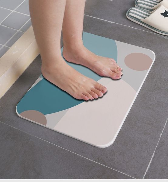 

figure green big color block diatom mud floor chinese style bathroom floor mat bathroom anti-skid water-absorbing mat