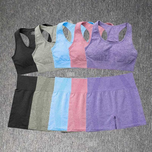 

summer women vital seamless 2pcs yoga set sports bra high waist fitness gym shorts gym set running sportswear, White;red