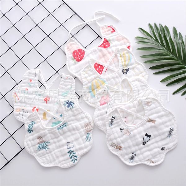 

u-shaped bib cotton towel napkin napkin 8-layer gauze thickened anti-spitting saliva towel double-sided printing newborn dining bib
