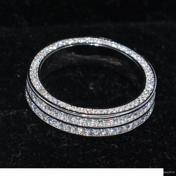

s 2018 new arrival stunning luxury jewelry victoria 925 sterling silver pave setting white sapphire cz diamond women wedding band ring, Slivery;golden