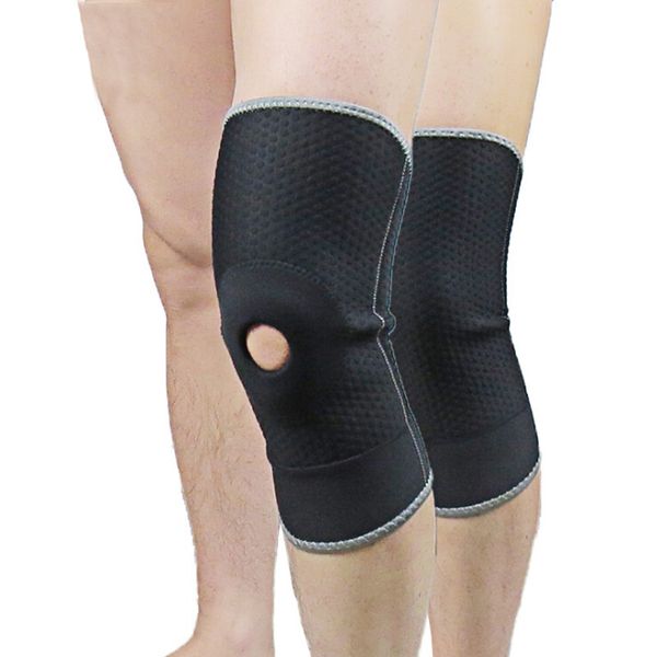 

professional opening hole sport leg knee patella support brace kneepad sport safety athletics riding knee pads support protector, Black;gray