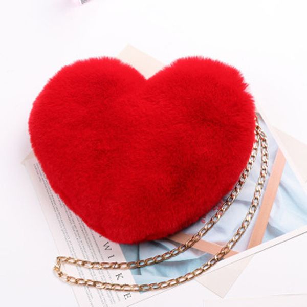 

selling women shoulder crossbody bag love heart plush for polyester mobile phone keys money b5