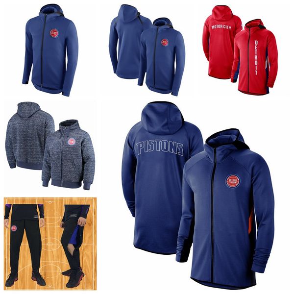 

детройт поршни мужчины showtime джерси терма flex performance det full-zip hoodie баскетбол синий, Black;red