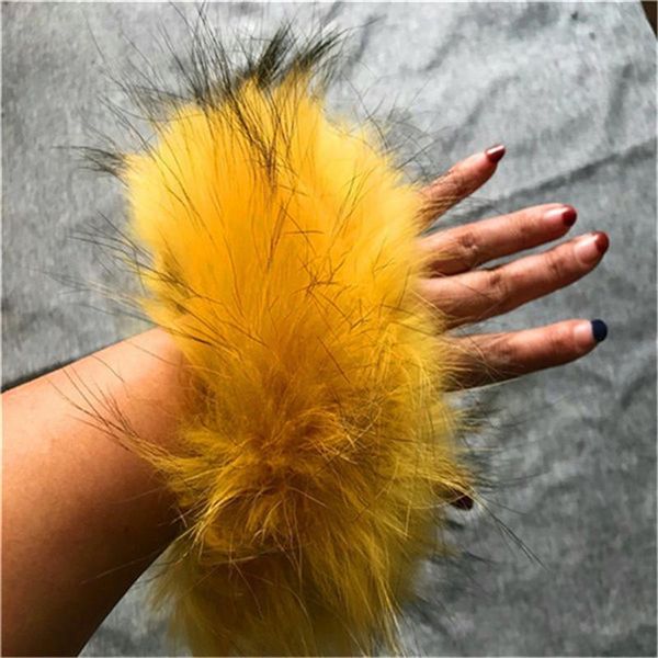 

high-end raccoon plush fashion ladies accessories cuffs, Blue;gray