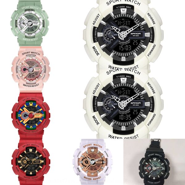 

hcr42 sanda multi-functional candy personalized double luminous electronic sports waterproof luminous electronic watch watch outdoor men and, Blue