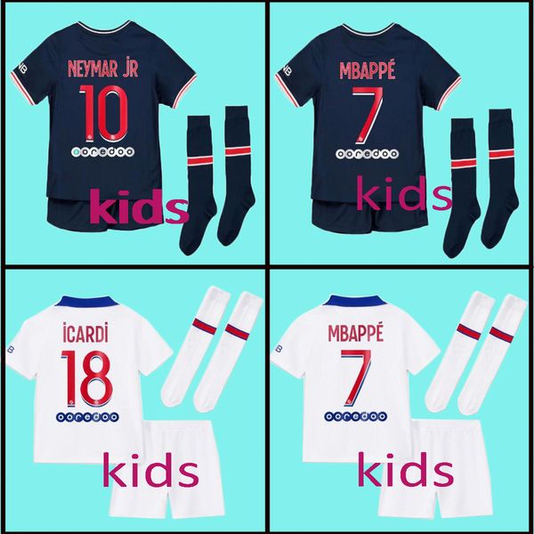 

топ таиланд 2021 mbappe icardi дети трикотажных изделий футбола футбол футбол наборы комплекты 20-21 дома прочь мальчики молодежь с носками, Black