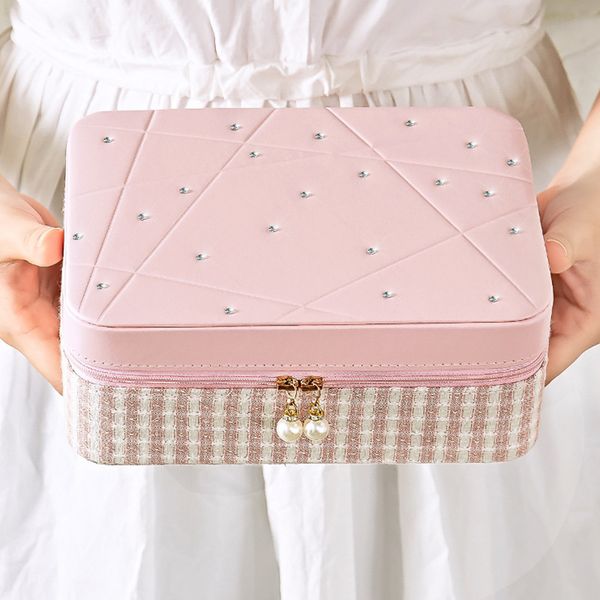 

новый творческий pu шерсти алмаз многослойная шкатулке сплошной цвет коробки кольца серьги ожерелье ювелирных изделий хранения, Silver