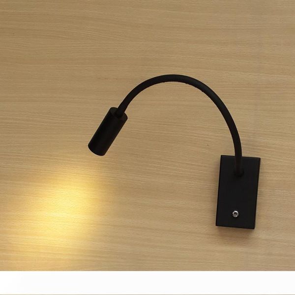 

ch bedside wall lamps on off switch flexible aluminum pipe 360mm matte black cree led 3w 200lm soft and healthy light no flare