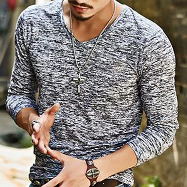 

spring new solid men t-shirt v neck black t shirt male tee male streetwear long sleeve fitness men's t-shirts dropshipping, White;black