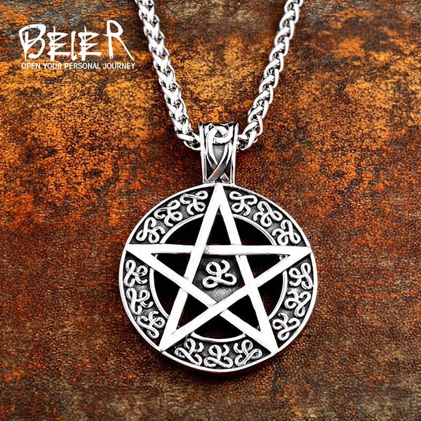 

beier 316l stainless steel norse vikings pendant amulet pagan scandinavian c eltic odin raven original necklace jewelry br-p012, Silver