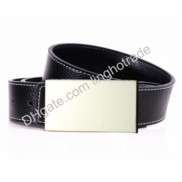 

belt classical men belts women belts ceinture big gold silver buckle genuine leather belt male lady strap drop shipping, Black;brown