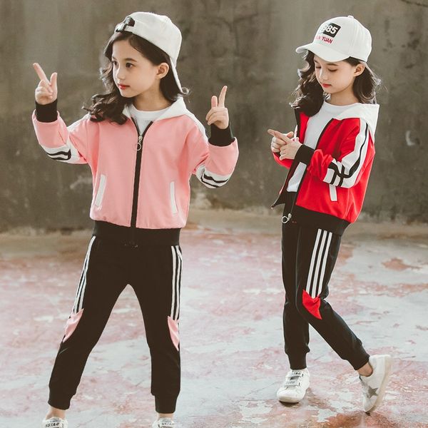 

girls autumn sports suit foreign style korean style big children 2020 new fashionable sweater children casual sweater two-piece set
