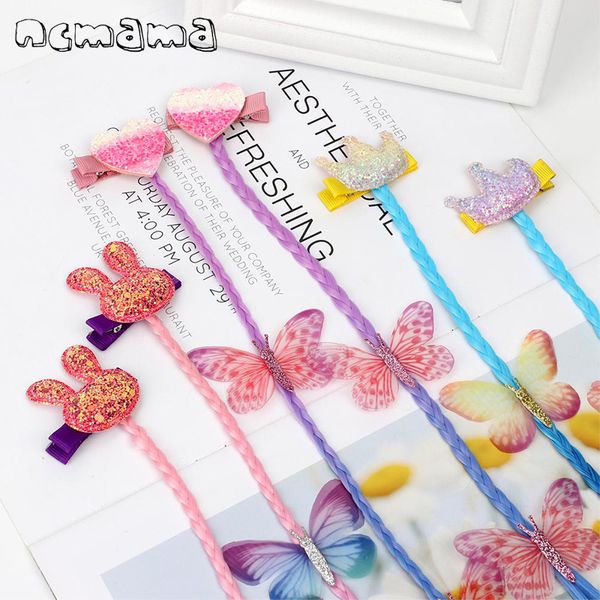 

glitter heart bowknot hair clips for girls with long wig net yarn crown hair bows barrettes kids princess accessories, Slivery;white