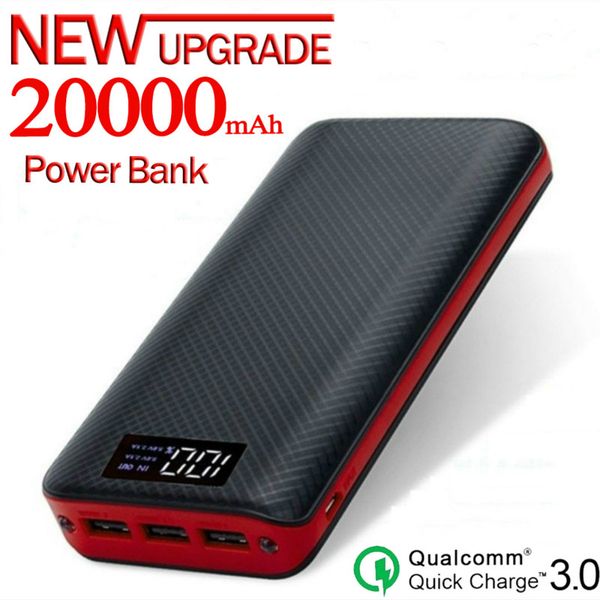 

power bank fast charger 20000mah portable 3usb port external battery suitable for iphone xiaomi samsung smartphone