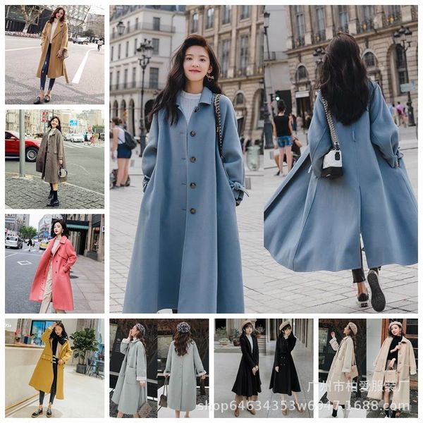 

шерстяное пальто средней длины двухсторонняя кашемировые пальто 2020 зима новый корейских женщин шерсть шерсть шерсть для женщин, Black