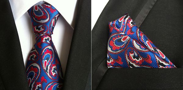 

mendeng men's classic woven floral paisley business tie silk necktie hanky 2 pcs sets pocket square necktie sets wedding party, Black;gray
