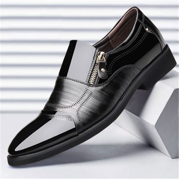 

luxury business oxford leather shoes men breathable rubber formal dress shoes male office wedding flats footwear mocassin homme, Black