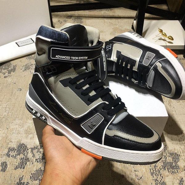 

fashion sneakers mens shoes boots footwears lace -up trainers fashion sports walking footwears with origin box fitness flats bottes hommes, Black