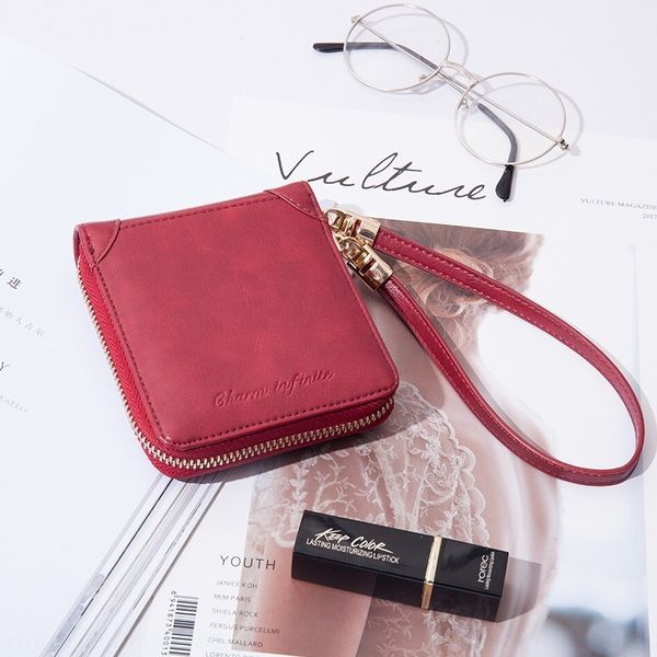 

new fashion women's oil bracelet wax leather zipper wallet handband multi-functional short wallet, White