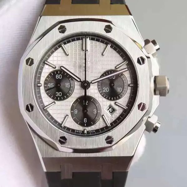 

jh w0091n2850 montre de luxe 41mm swiss quartz movement pure steel quality automatic watch with timing function, Slivery;brown