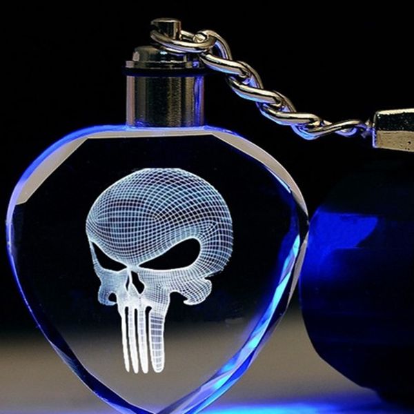 

fancy&fantasy light up punisher led skeleton movie mask fashion keychain cool skull key rings for men's gift zdsp, Silver
