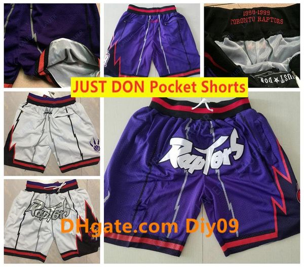 

mens toronto raptors basketball just don pocket shorts vintage breathable stitched pants mitchell & ness hip-hop classic shorts, Black