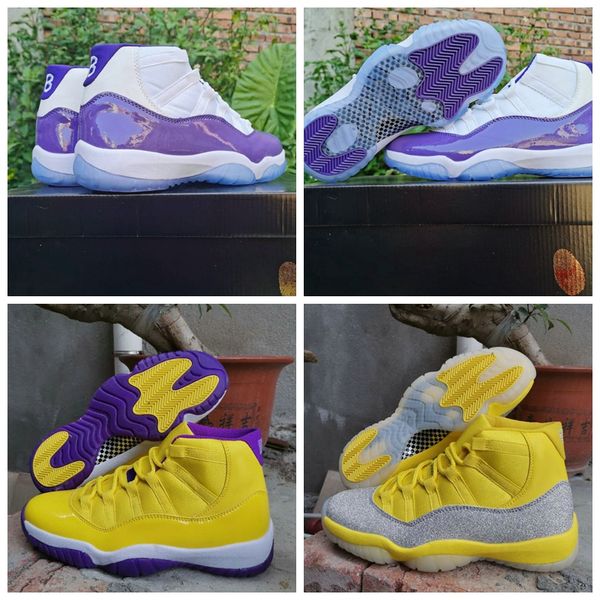 

11 xi wmns metallic silver yellow 11s 2020 new mens basketball shoes white purple jumpman sports trainers sneakers size 13