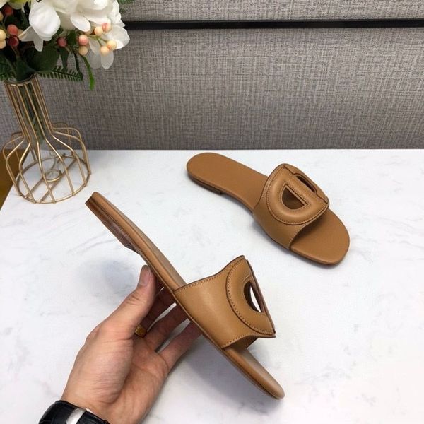 

2020 summer slides d-club mules beach indoor flat slippers women black camel blue denim white calfskin casual sandals 34-41