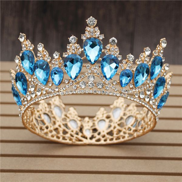 

multicolour crystal wedding crown royal queen king bridal tiaras and crowns prom pageant head ornaments hair jewelry accessories mx200720, White;golden