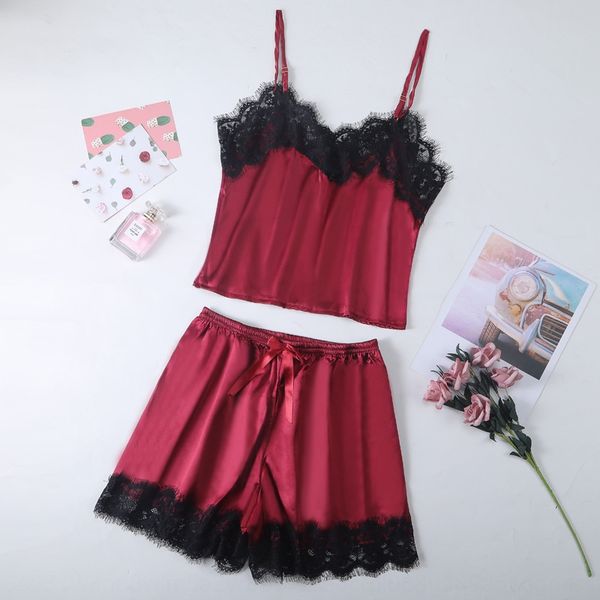 

women's ice silk household clothing sling sling pajamas suspender nightdress split suspender home wear new 7289, Black;white