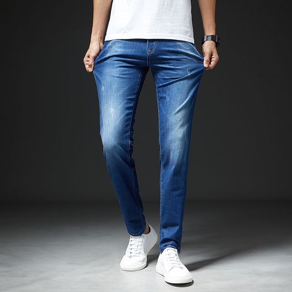 

men jeans jean homme denim spijkerbroeken heren pants biker stretch slim fit trousers casual masculina pantalon jogger, Blue