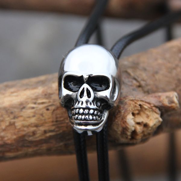 

original designer bolotie stainless steel skull bolo tie for men personality neck tie fashion accessory, Black;gray