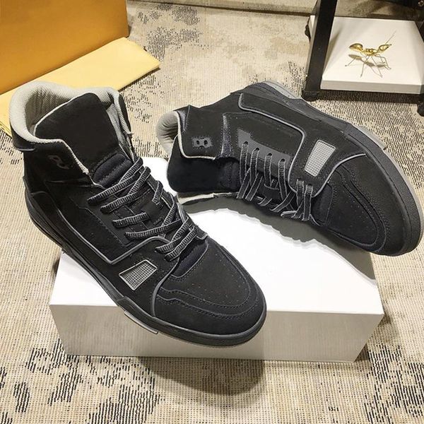 

trainer sneaker boot men 's shoes fashion lightweight footwears comfortable lace -up high sports men shoes with origi, Black