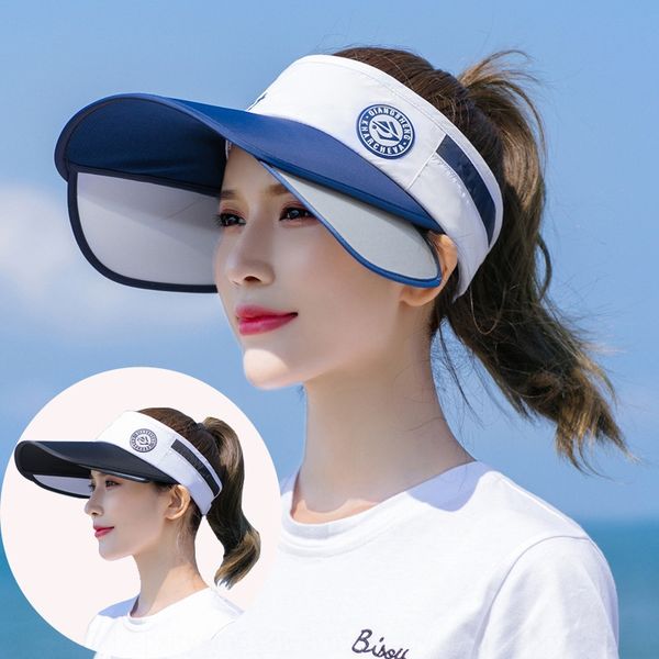 

vmguy korean fashion empty pull plate female outdoor uv-proof sun hat summer korean style fashion empty pull plat outdoor tide sun h, Blue;gray