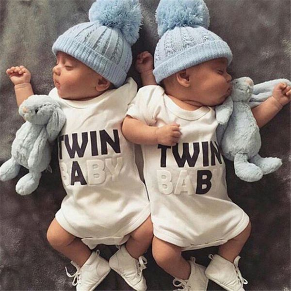 

baby girl bodysuit newborn infant baby boys girls white letter bodysuit twin jumpsuits outfits baby boy clothes, Blue