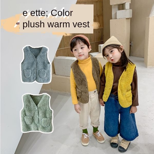 

2020 autumn and winter warm new boys' cotton vest children's arctic velvet waistcoat baby warm vest, Camo