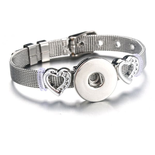 

new trendy stainless steel women bangles snap button bracelets jewelry fit 18mm snap jewelry crystal button bracelet, Red;blue