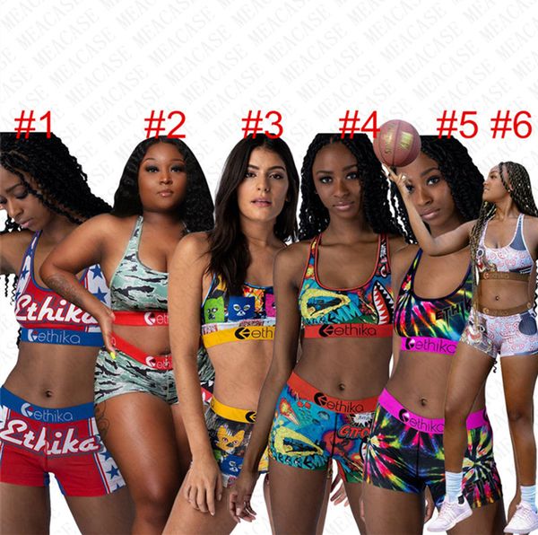 

марка женщины дизайнер купальник shark 2 шт бикини set push up vest танк bras + шорты магистральные tankinis пляж бассейн купальный костюм d, White