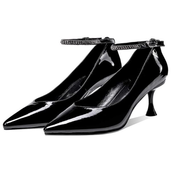 

karin new spring lady 2020 shallow high heels pumps fashion patent pu party pumps women pointed toe shoes woman c13, Black
