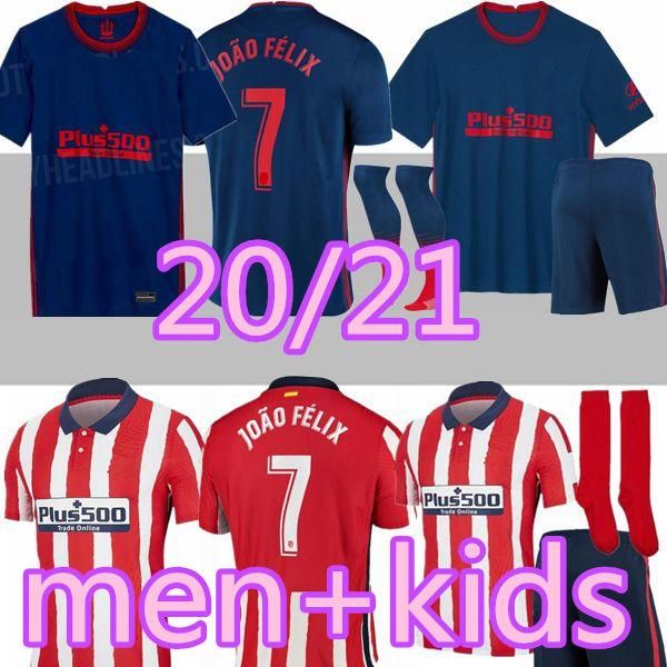 

new men + kids 20 21 atletico joao felix madrid home away soccer jerseys 2020 2021 koke saul godin football shirt kits camiseta de fÃºtbol, Black;yellow