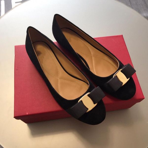 

women's solid classic spring flats genuine leather shallow ladies shoes faux suede slip-on casual women's shoes, Black