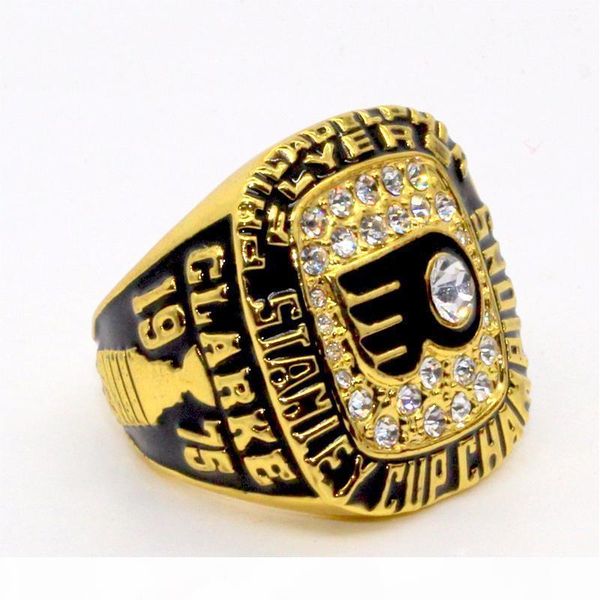 

classic men's ring 1975 flyers stanley cup hockey championship ring, Slivery;golden