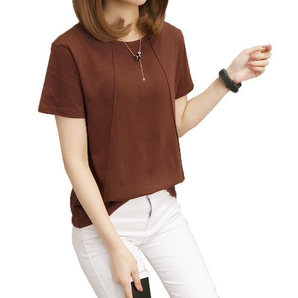 

2020 new women t-shirts casual solid color t tee summer female t shirt short sleeve loose 5xl shirt for women 100kg, White